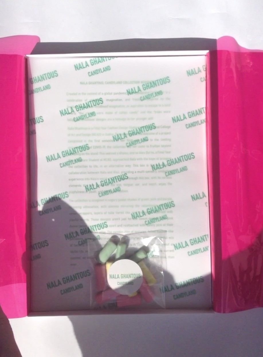 Hand printed tissue paper with Nala’s logo on it
