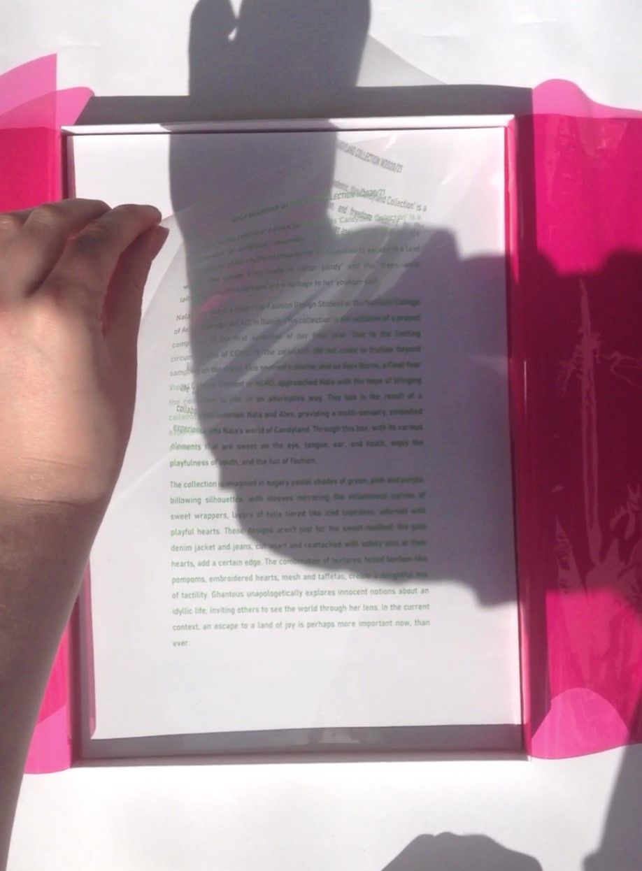 Press release printed on acetate