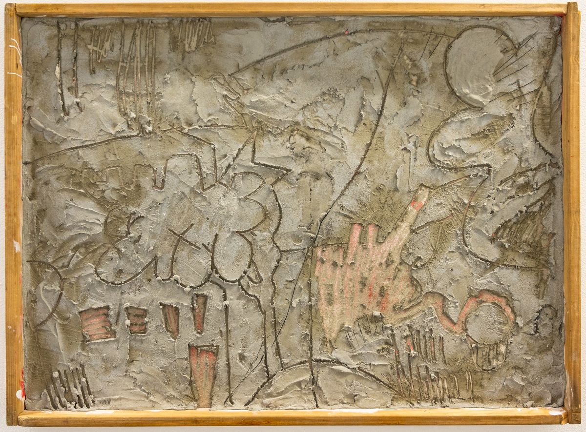 Drawing. Concrete on wood, 69 x 84cm