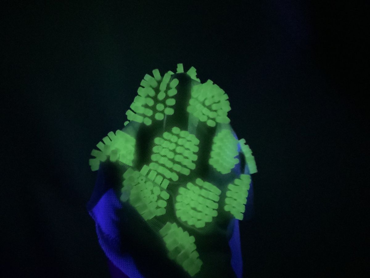 UV reactive 3D printing on a hand-woven mockleno sample