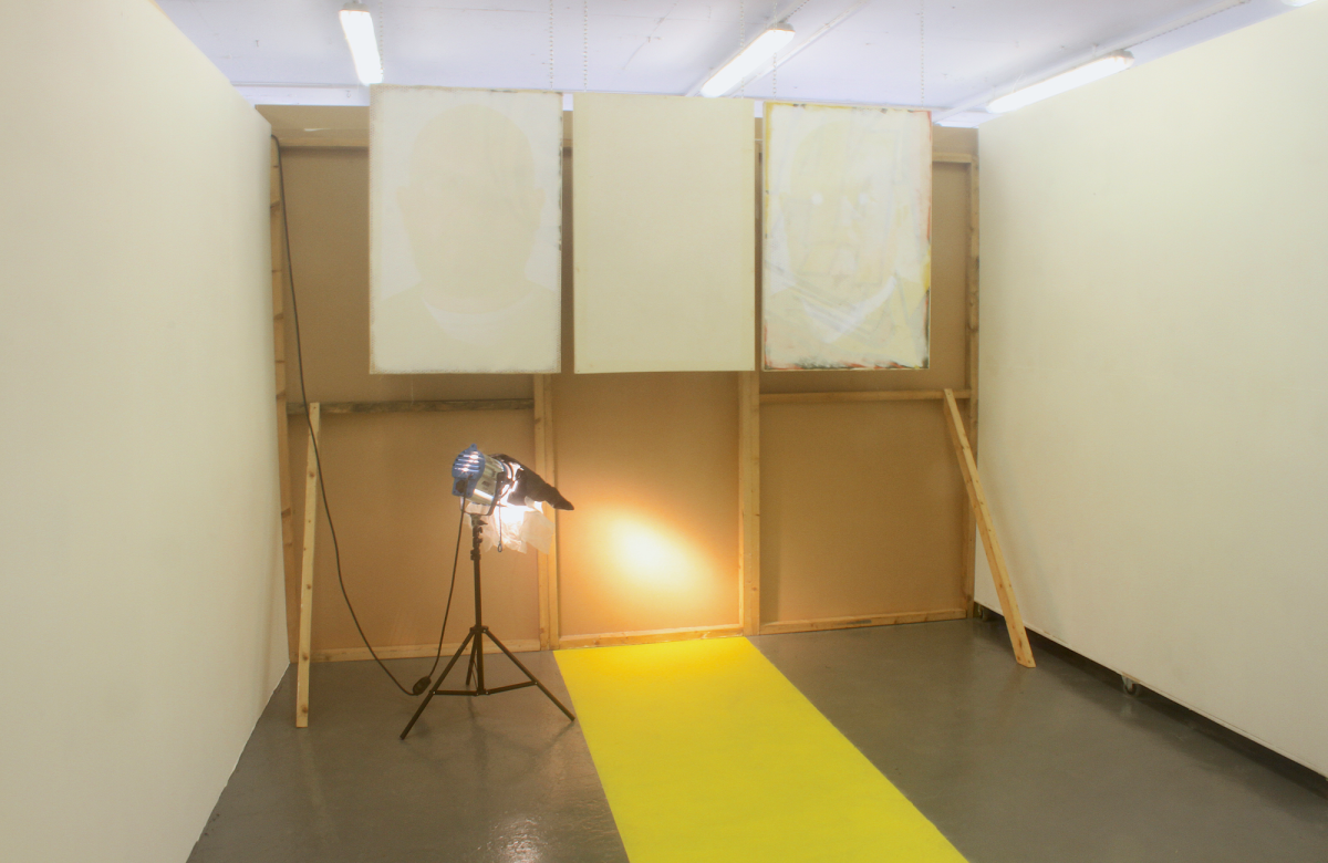 The wall to the right side of the room when you enter is inverted and appears like the back of a movie set