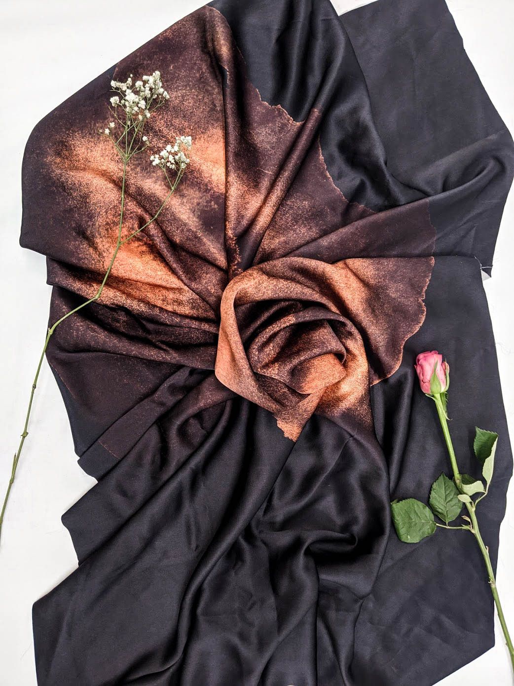 Digitally printed silk satin