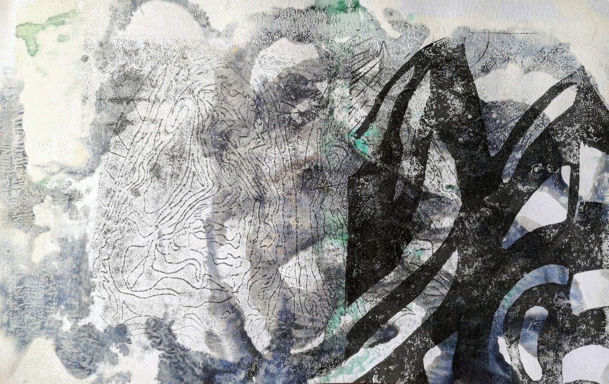 Indian ink and monoprint on paper, A4