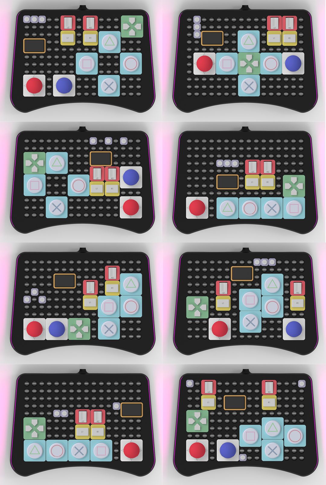 A variety of controller layouts that a user can choose for Game P.A.D.