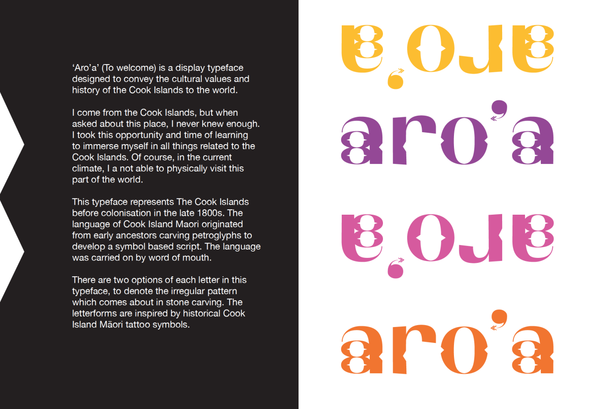 Aro'a. Typeface