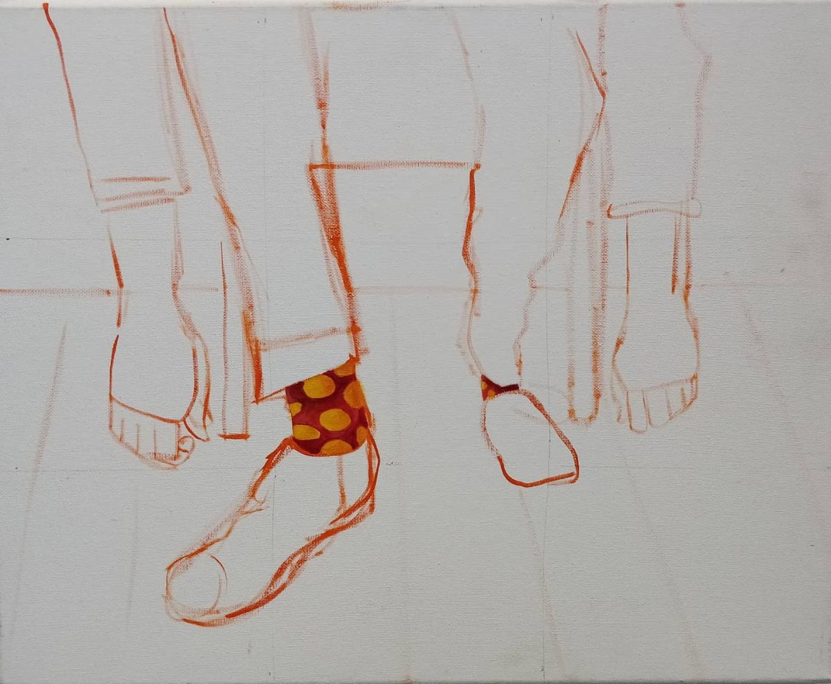 A Series of Distractions. Oil on stretched canvas, 16 x 18 x 3cm