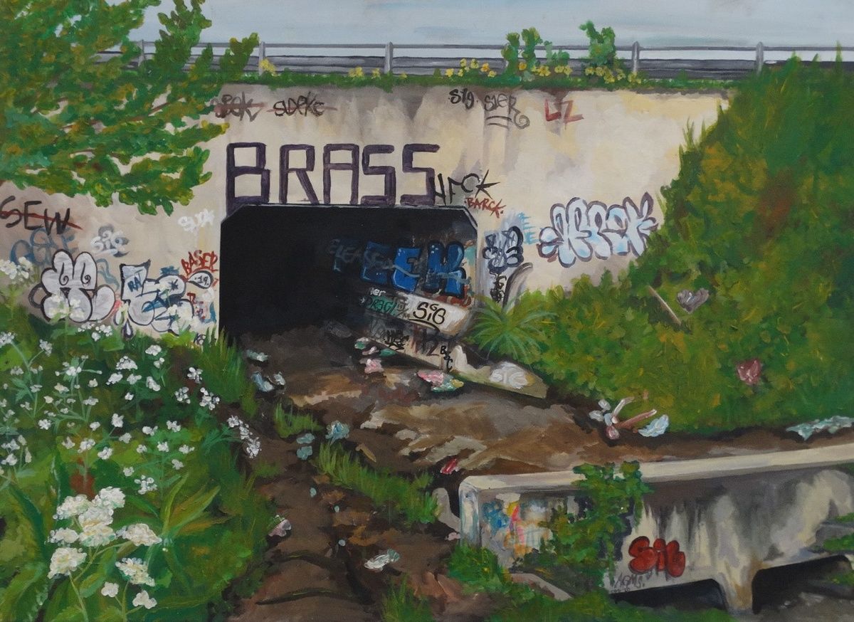 'The Tunnel' is a painting made in response to this area being used as a green way when the location was predominantly used by young people as an escape due to no other reason than having nowhere better to be