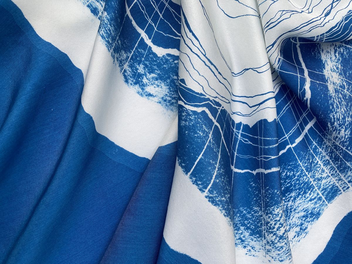 Delicate, Cyanotype print on silk twill