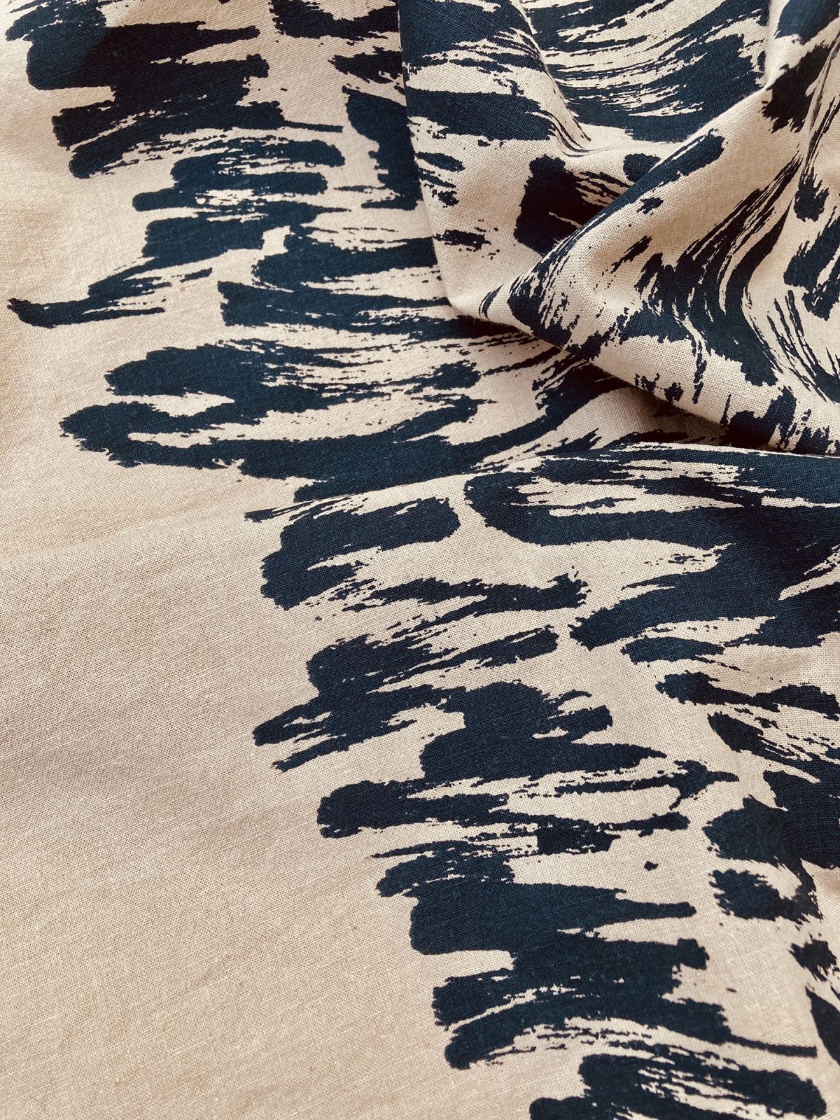 Sabbia e Mare, pigment print on tea stained organic cotton/hemp cloth