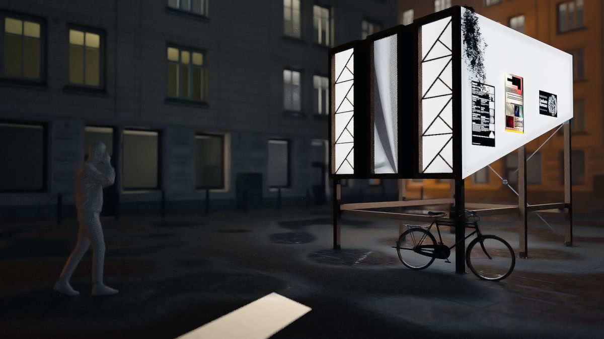 In this scenario, the Virtual Atrium is an established piece of social infrastructure. Visualised in Blender