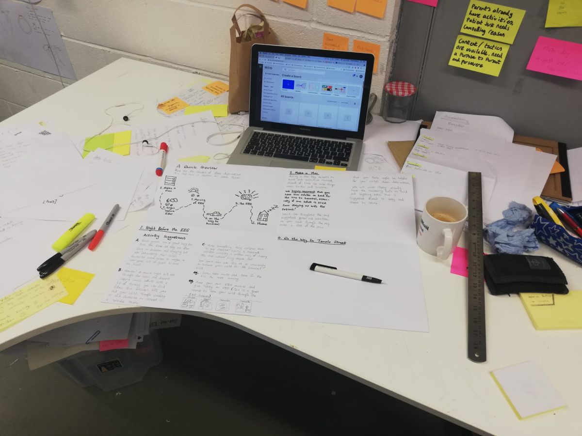 Paper prototyping in the studio.
