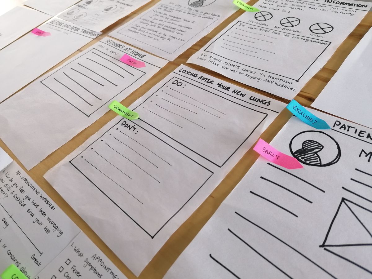 Paper prototyping the patient folder.