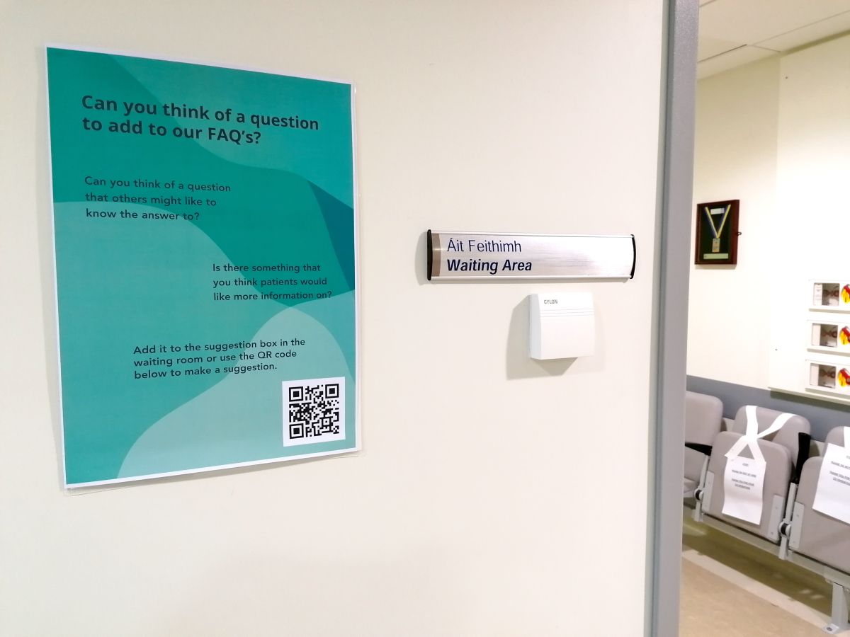 Transplant clinic waiting room poster.