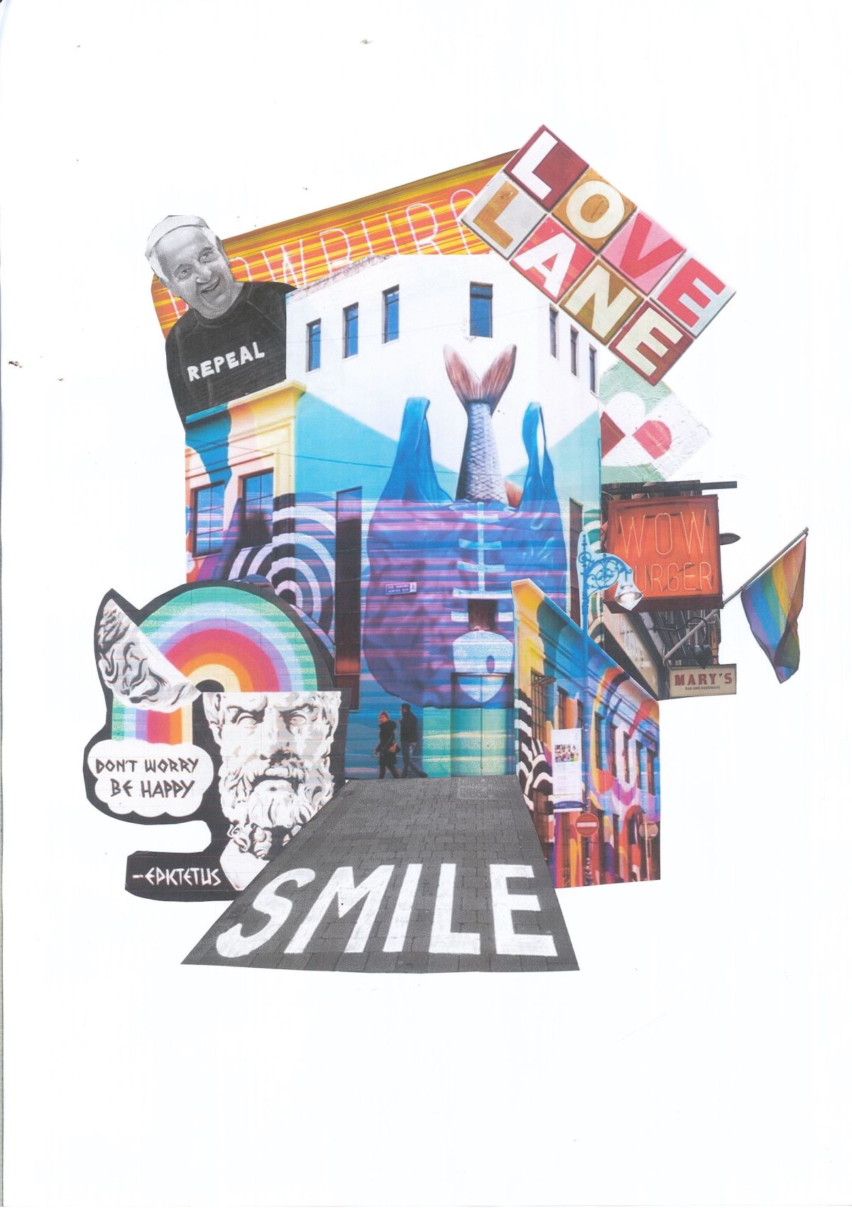 A student from Our Lady's Grove's response to the theme Sustainable Cities and Communities through photomontage