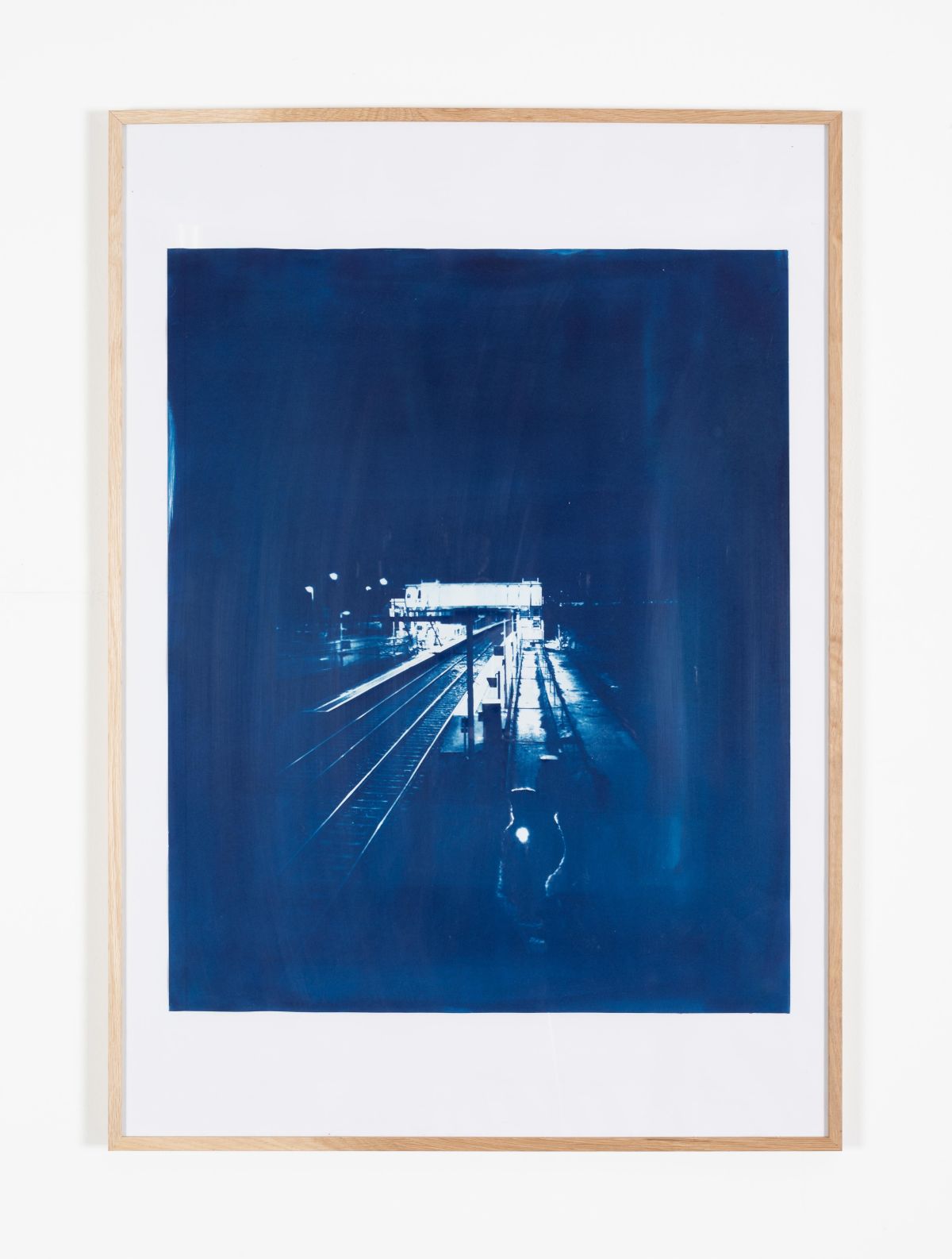 In Absentia 2 Blackrock Dart Station. Cyanotype print on Permajet, Portrait White 285 Paper, 75 x 60cm