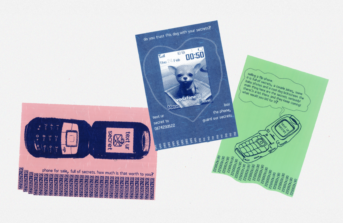The future of the phone full of secrets, explored in risograph-printed posters