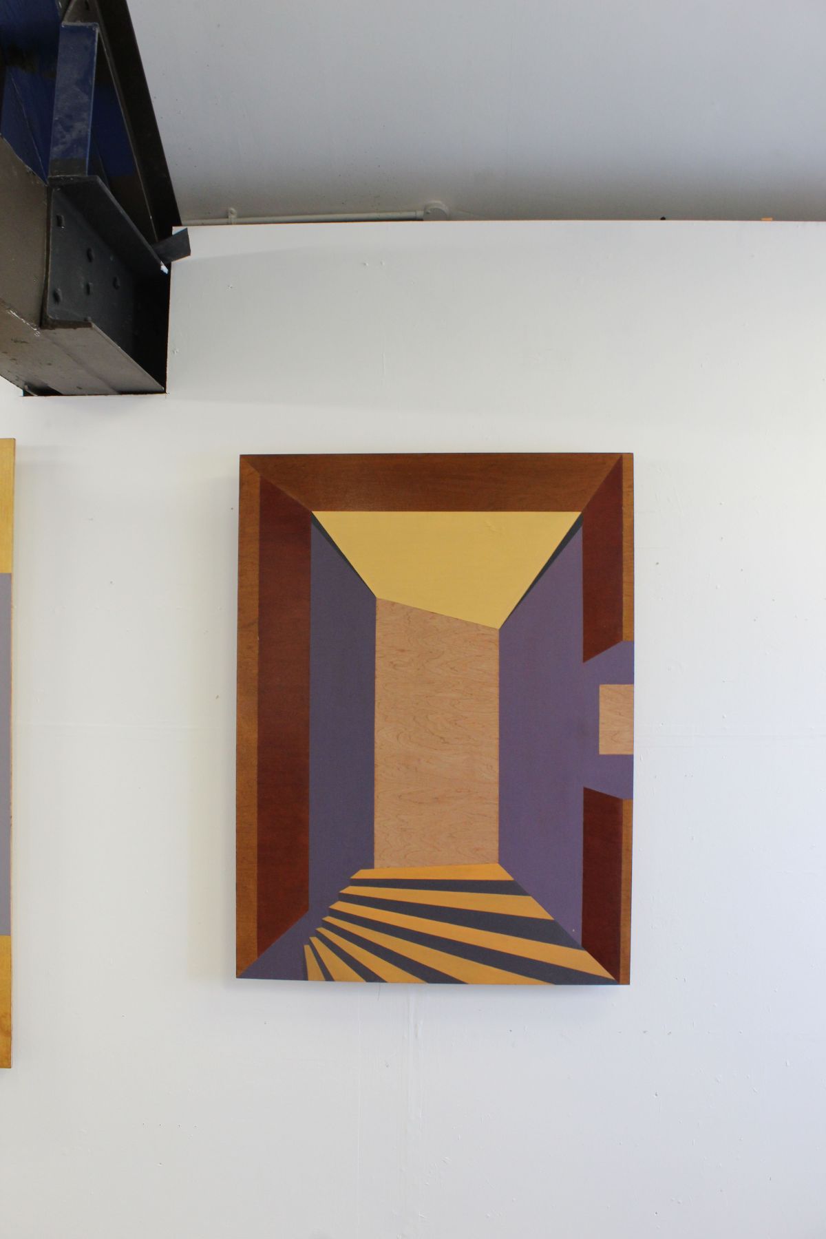 Emergency Exit, Oil paint and wood stain on plywood, 2021. 91.5 x 122cm