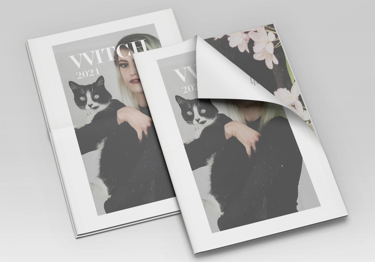 VVITCH. Cover. This lookbook showcases the embroideries I designed while also explaining the history of why women were not allowed to have pockets, due to witchcraft superstitions