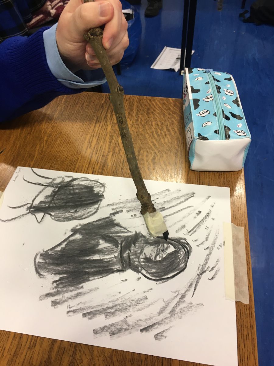 Student experimental chalk drawing