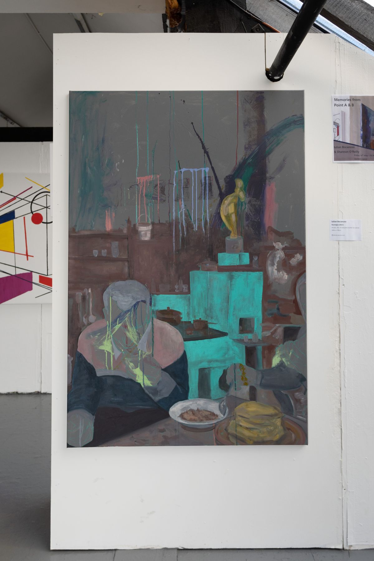 Nostalgia. Acrylic, tattoo ink, oil and paint marker on canvas, 100 x 150cm