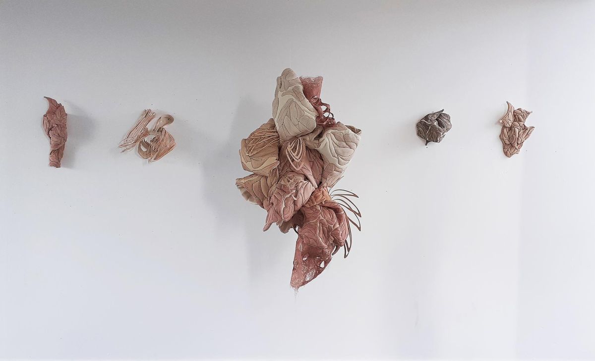 Wearable textile sculpture exhibited for presentation at NCAD