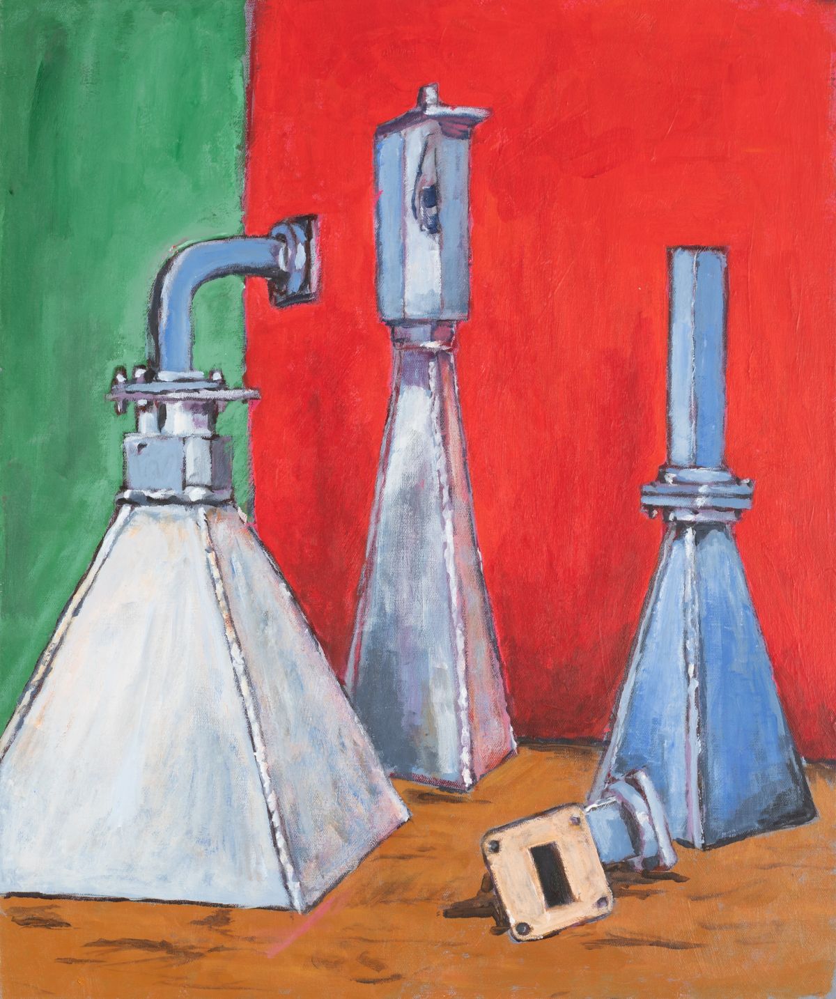 Still Life with Pyramid Horns. Acrylic on canvas, 51 x 61cm