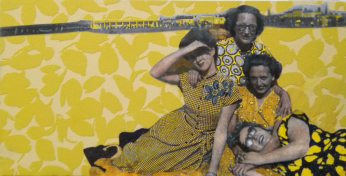 A Day Out A, 2021. Mixed media on wallpaper, 20 x 39cm