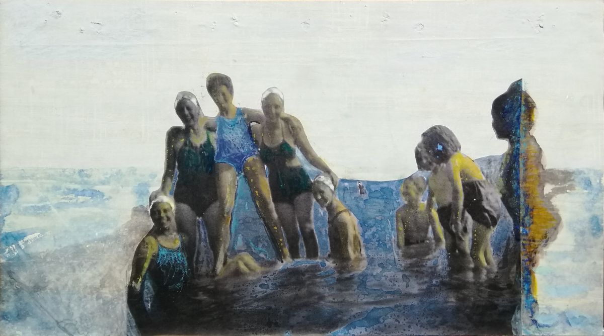 A Day Out B, 2021. Mixed media on wallpaper, 23 x 41cm