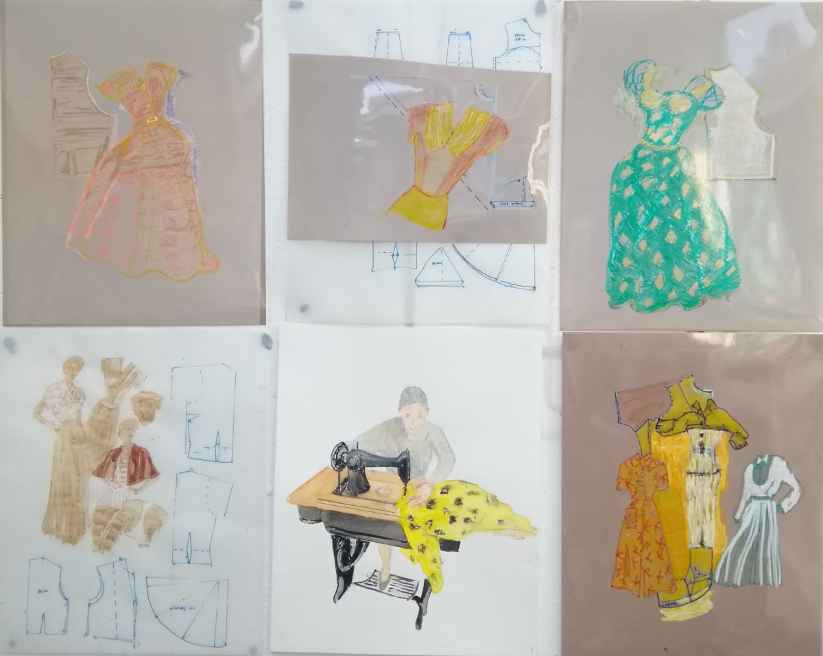 Seamstress C, 2021. Mixed media, each 26 x 21cm