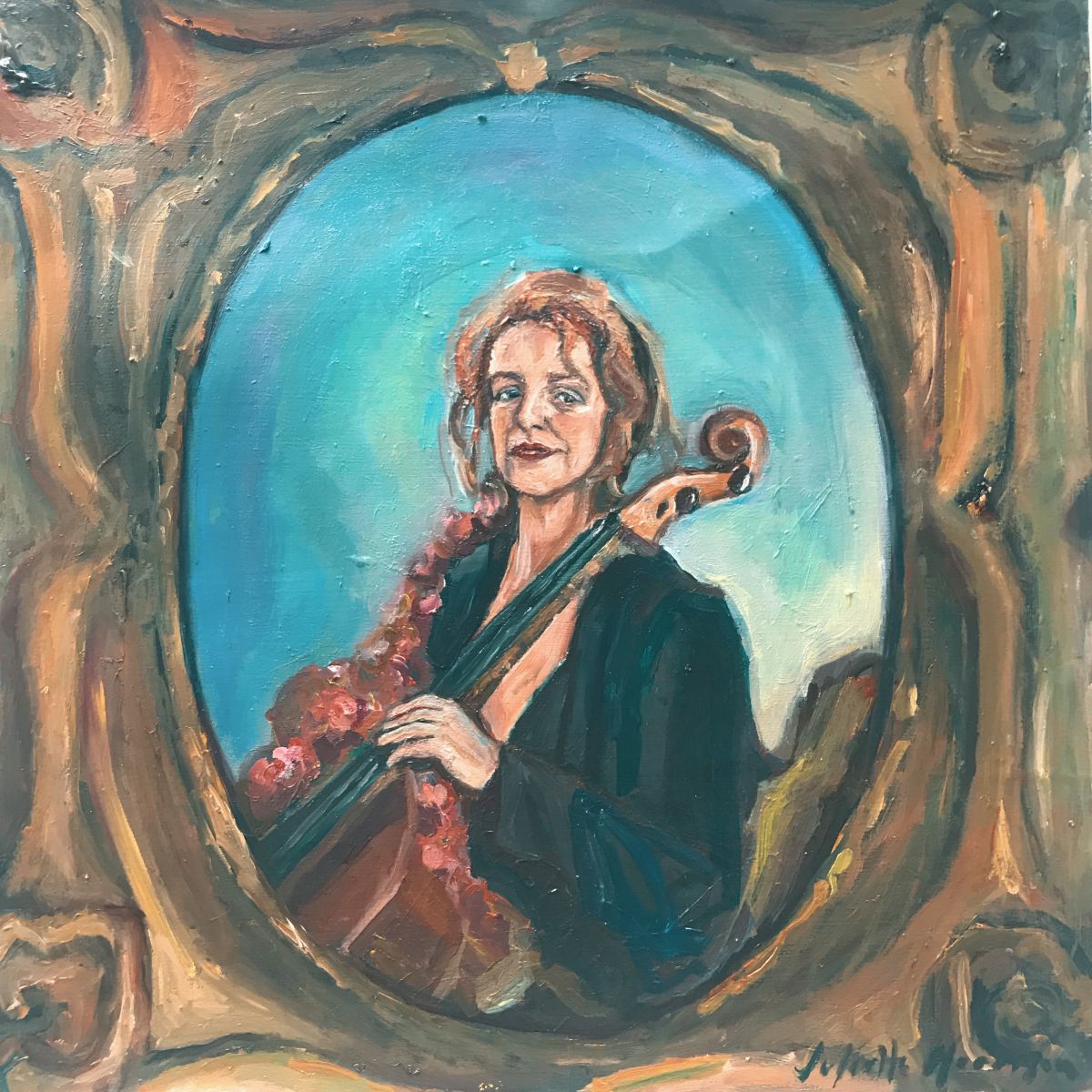 Rococo Variations (Portrait of Aisling Drury Byrne). Oil on stretched paper, 30 x 30cm