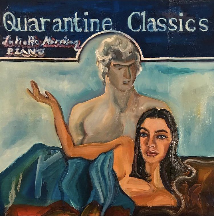 Quarantine Classics, Juliette Morrison Piano. Oil on cardboard, 30 x 30cm