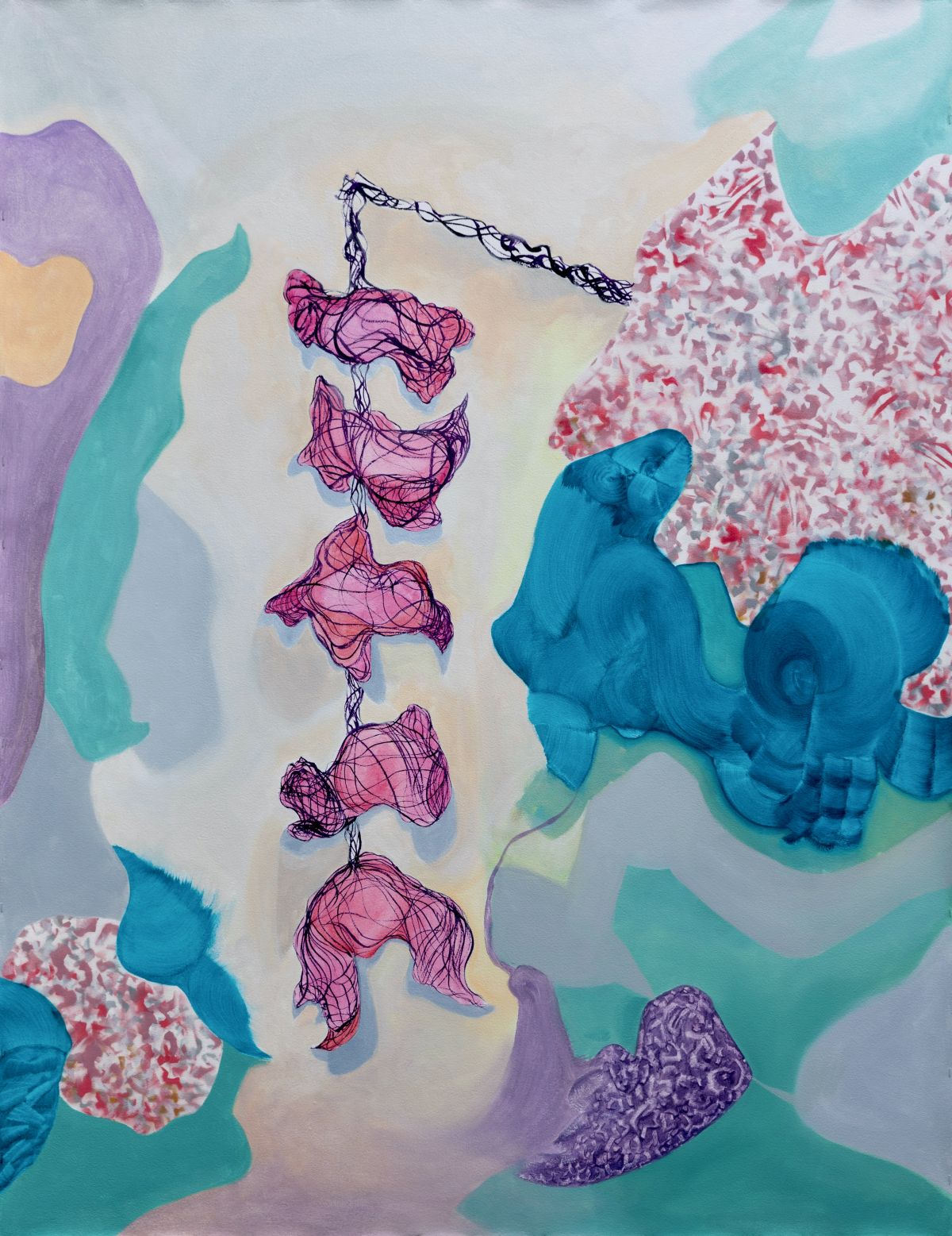 Many Possible Realities. Oils and spray paint on primed canvas, 160 x 122cm