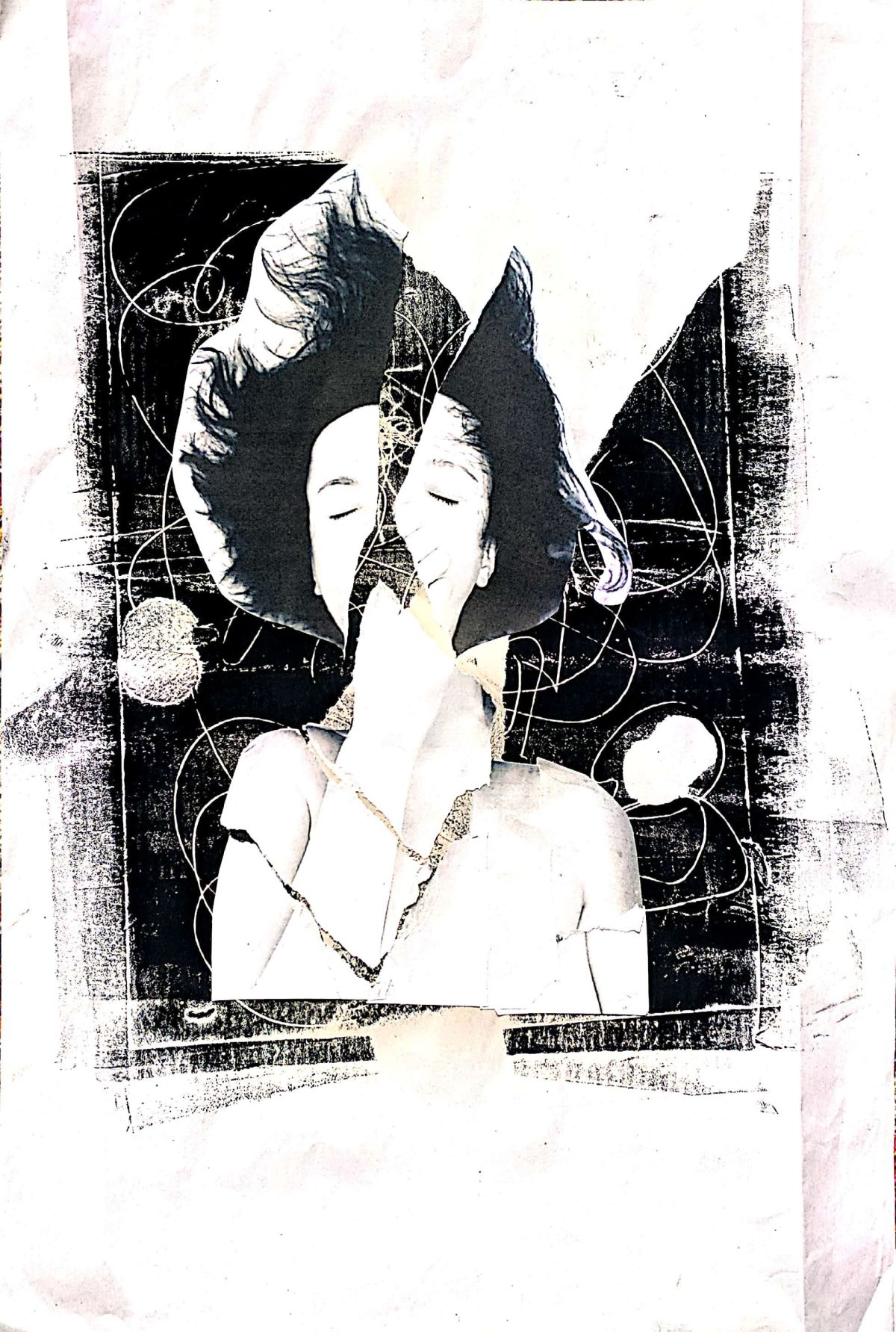 Re-born 2. A3 monoprint, photocollage