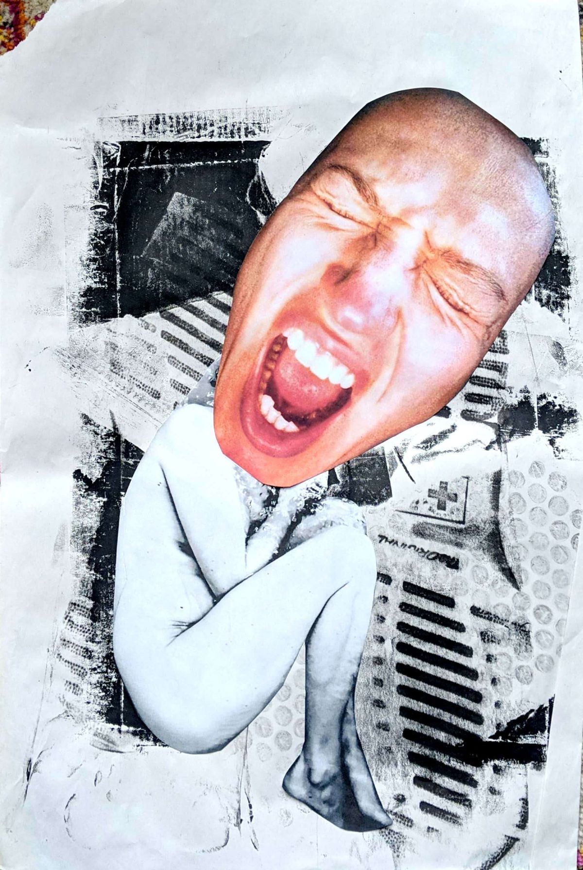 Re-born 3. A3 monoprint, photocollage