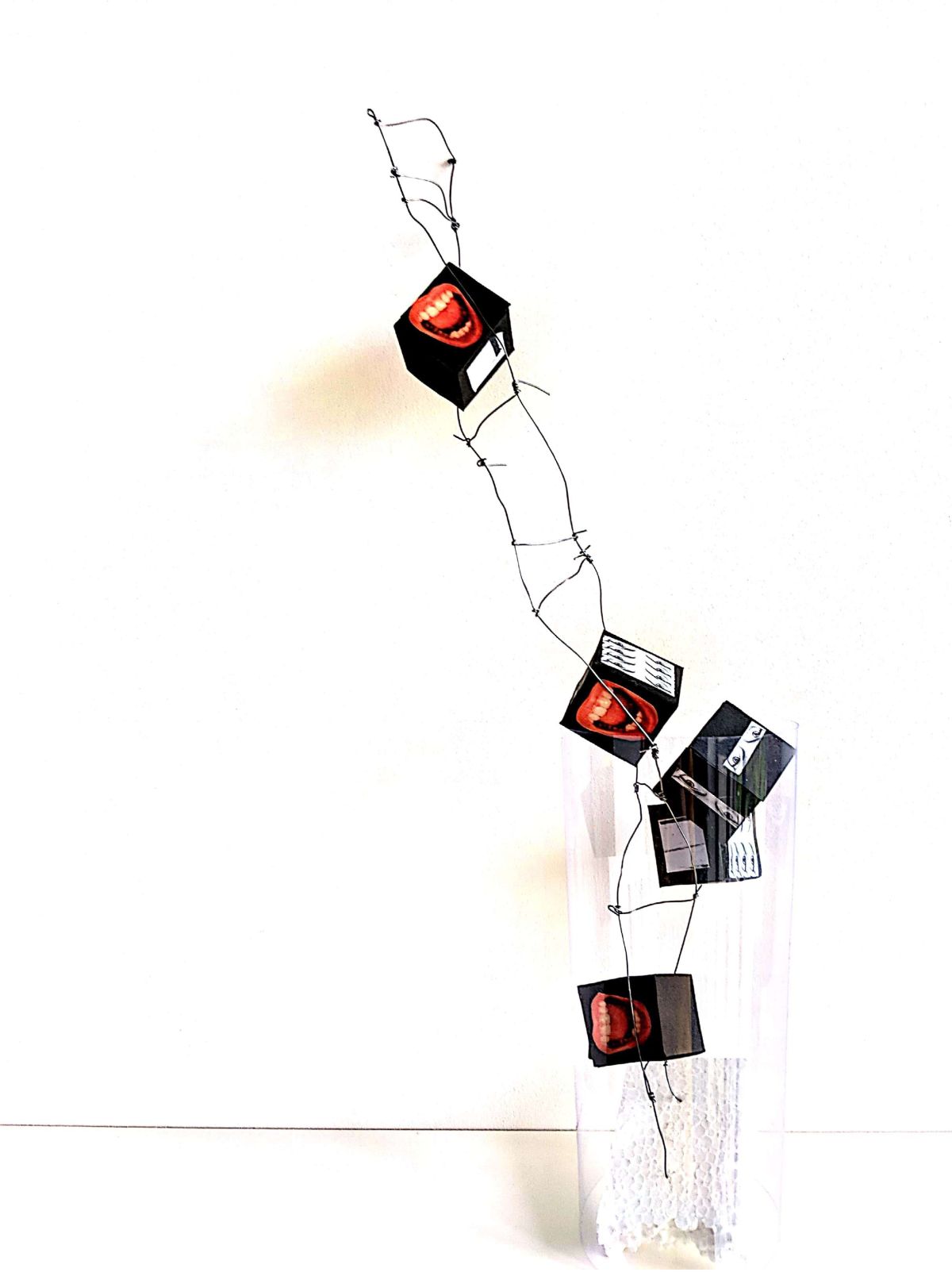 New DNA. 3D object, wire, paper, collage