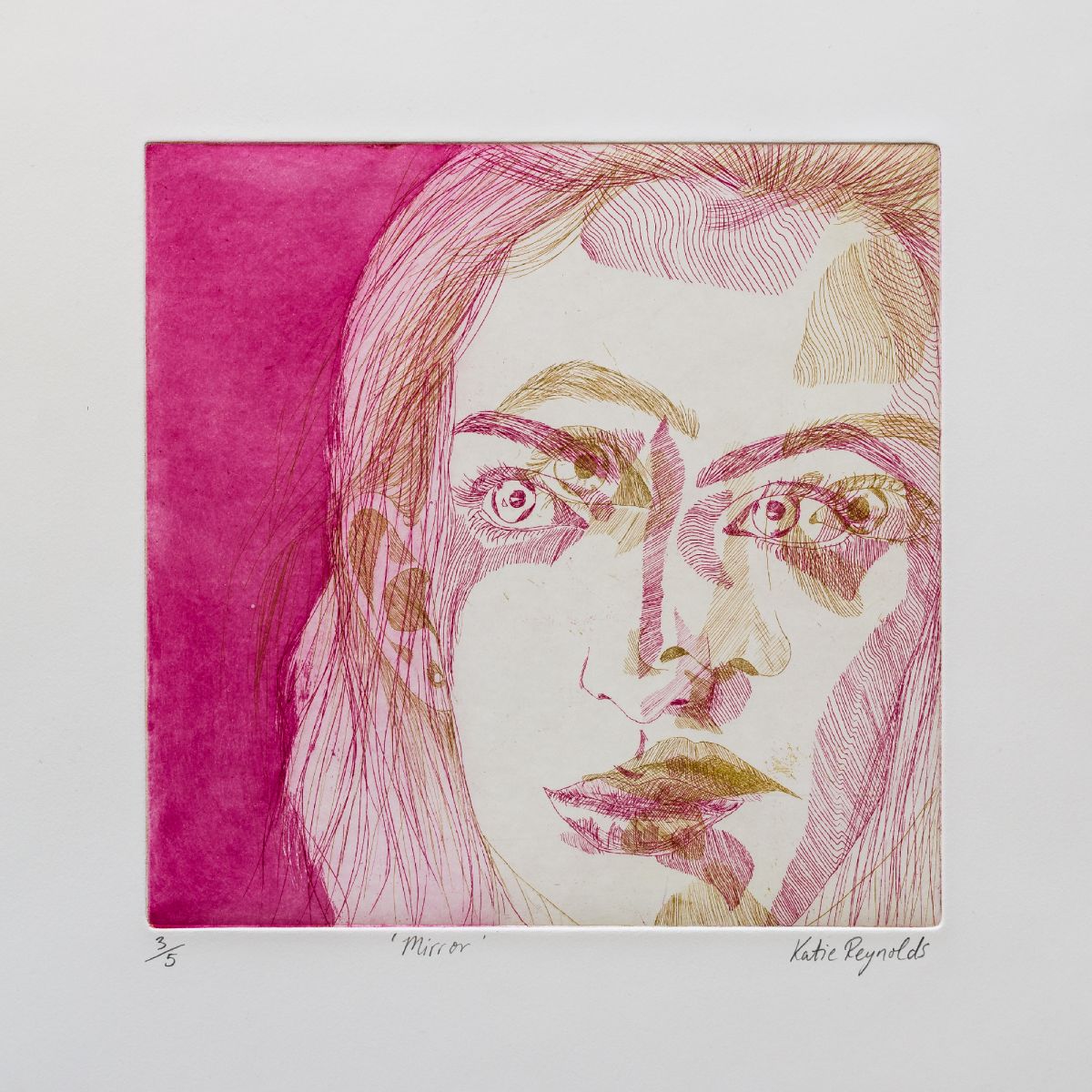 Mirror. Two plate etching on copper printed on Fabriano Fine Art paper, 37cm x 33cm