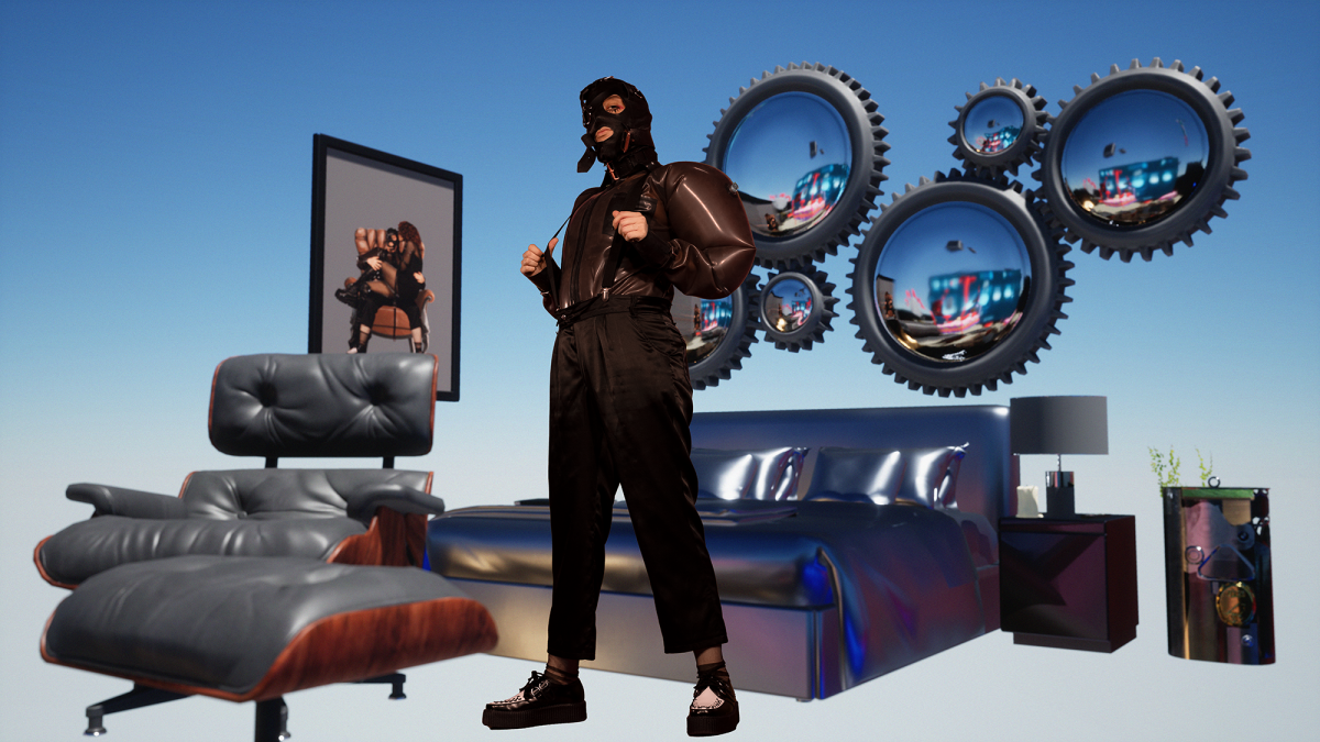 Junior’s Room, 2021. Digital photographic self-portrait as Junior with a 3D virtual background of his room made in Unreal Engine. Photo by Magda Kaczmarska