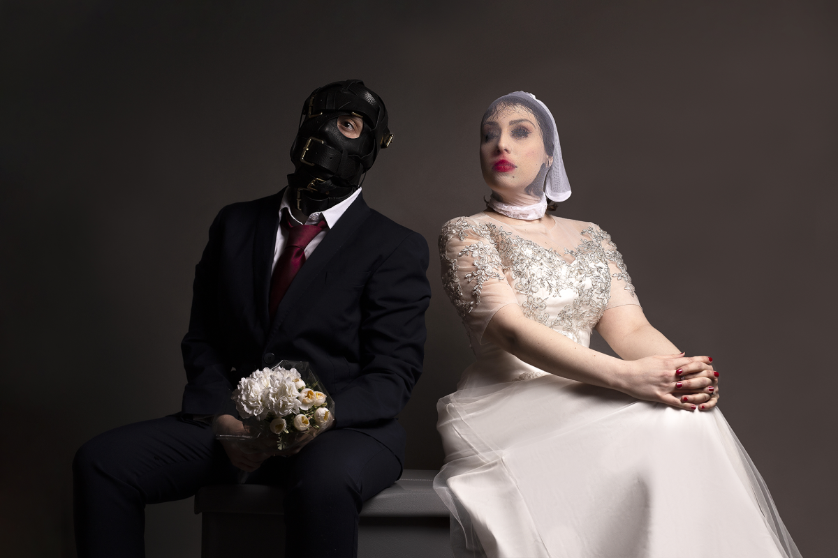 Belt Man and Meryl, 2021. Digital collage, photographic self-portrait. Photo by Magda Kaczmarska