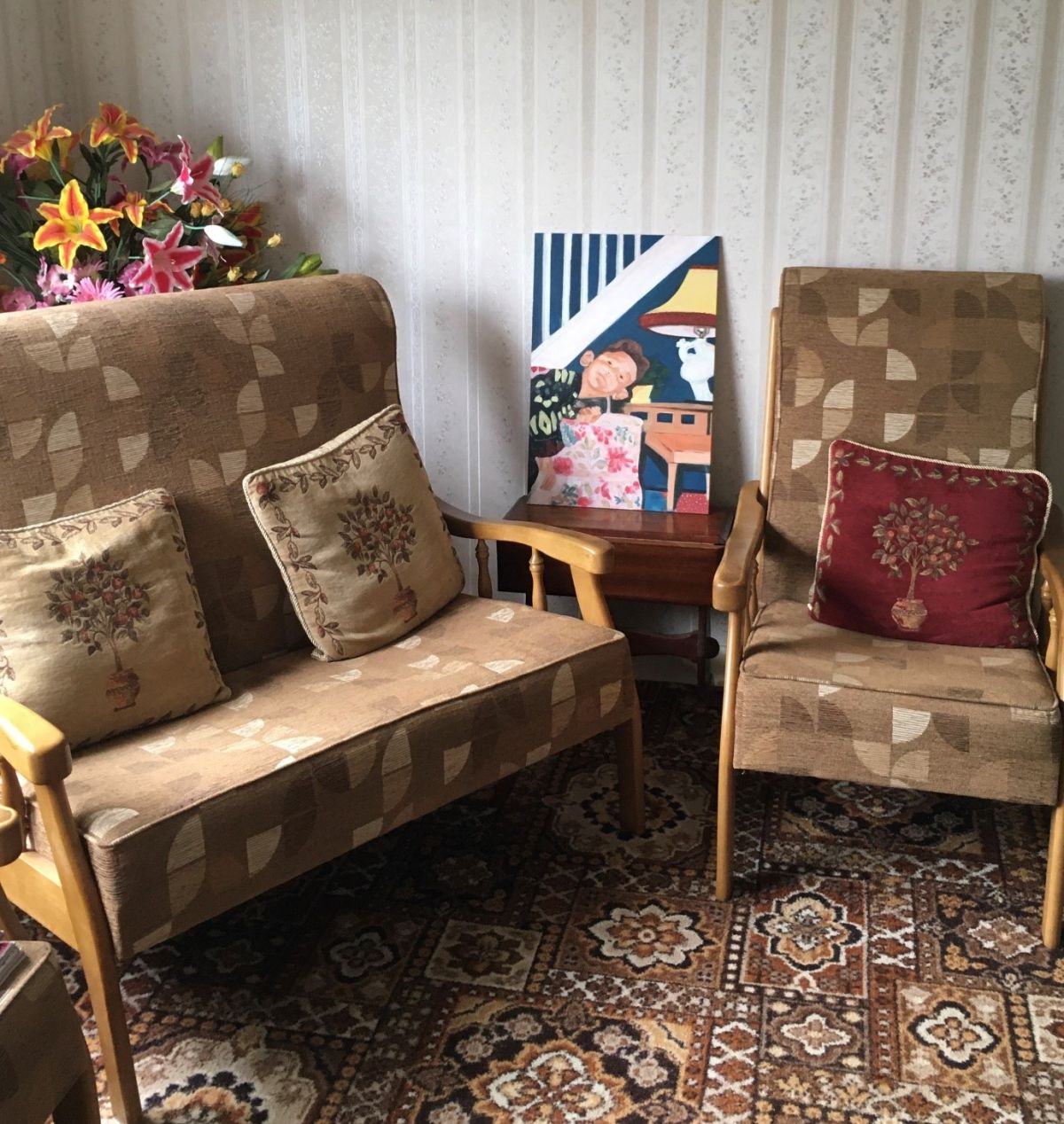 Work displayed in an old-fashioned interior
