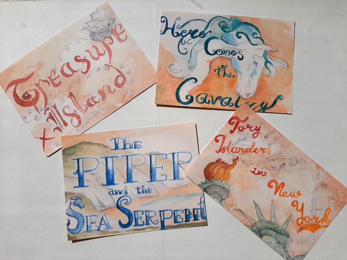 Four of the postcards