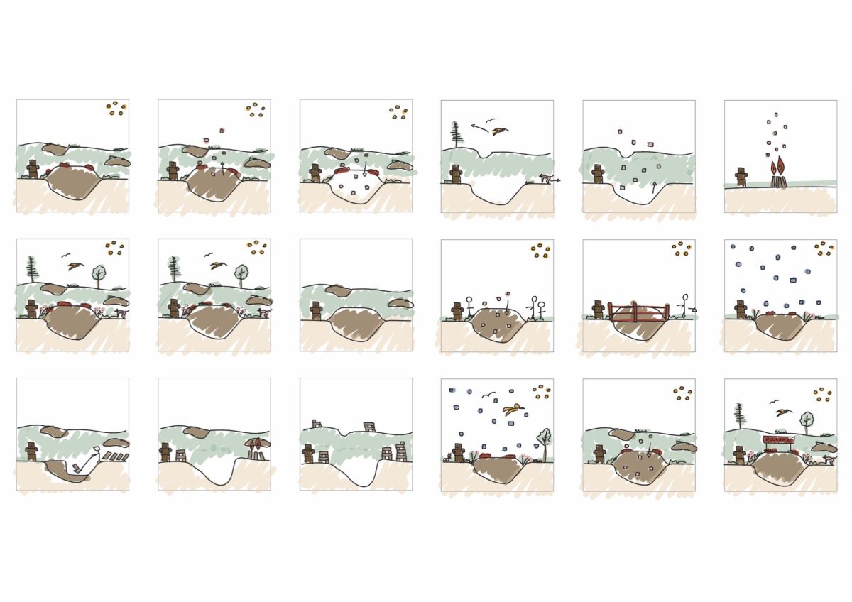 Story board sketches for Peaty animation