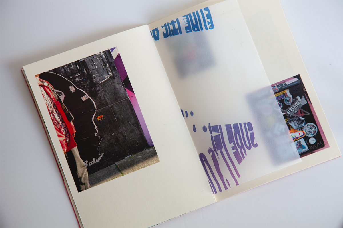 A zine was created to showcase these sticker in real life situations. Elements such as the overlay pages and examples of harmful language were also brought into it
