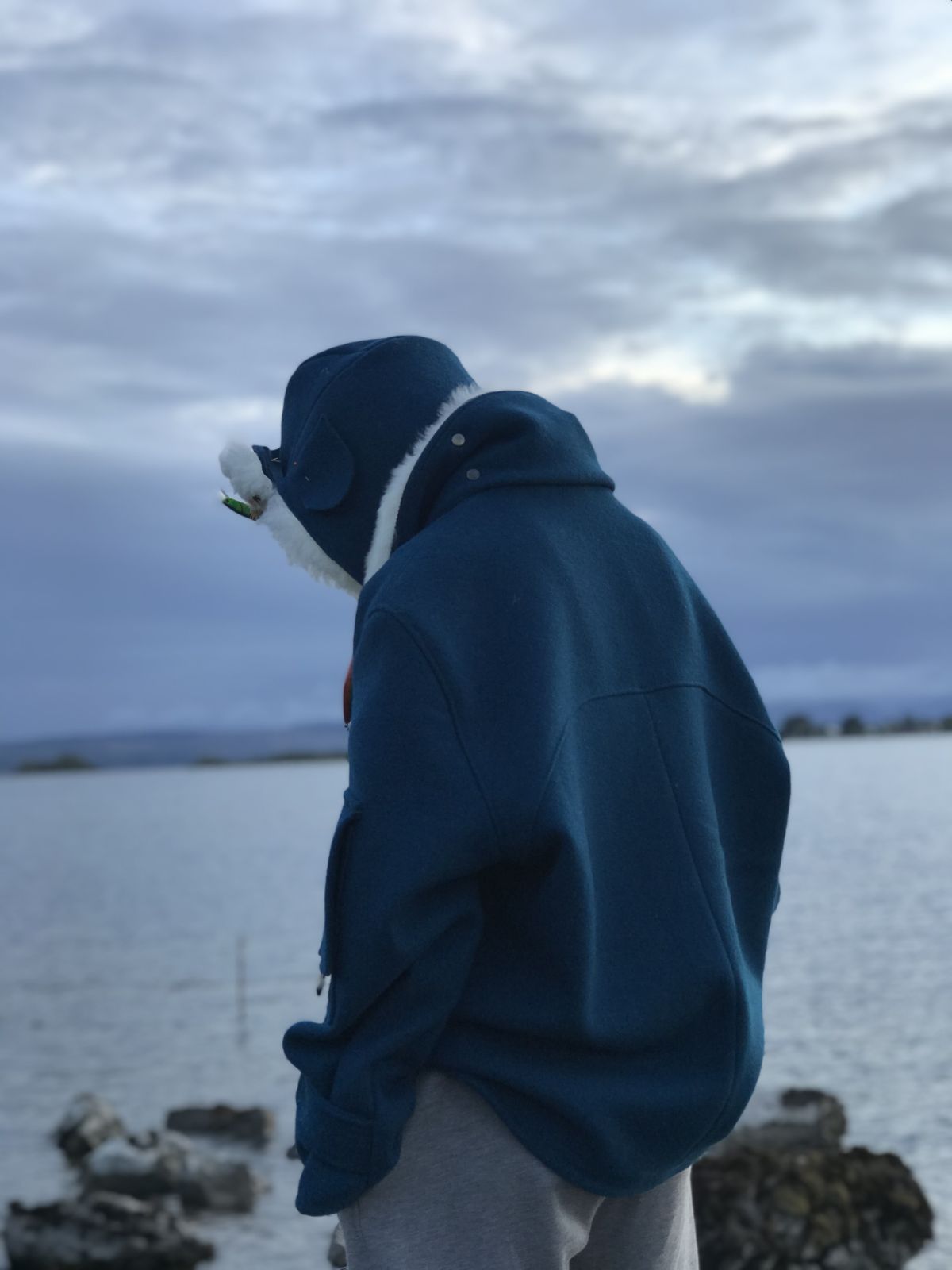 Báinín wool jacket, with detachable upcycled sheepskin collar