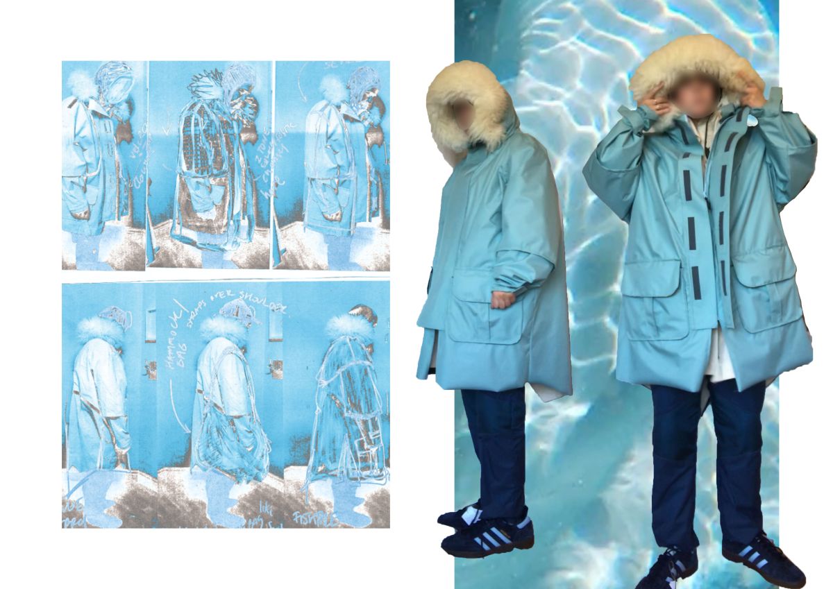Recycled waterproof ripstop parka with detachable sheepskin trim. Windproof nylon tracksuit bottoms.