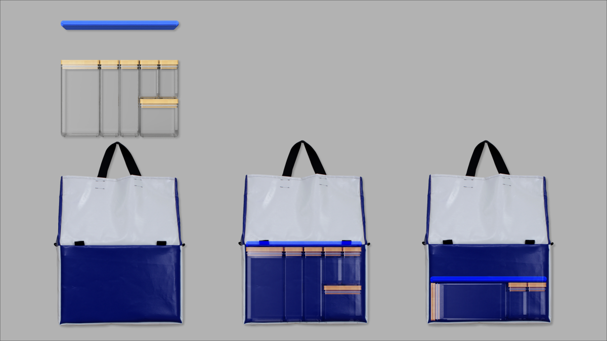 Unpackaged shopping bag with modular food containers