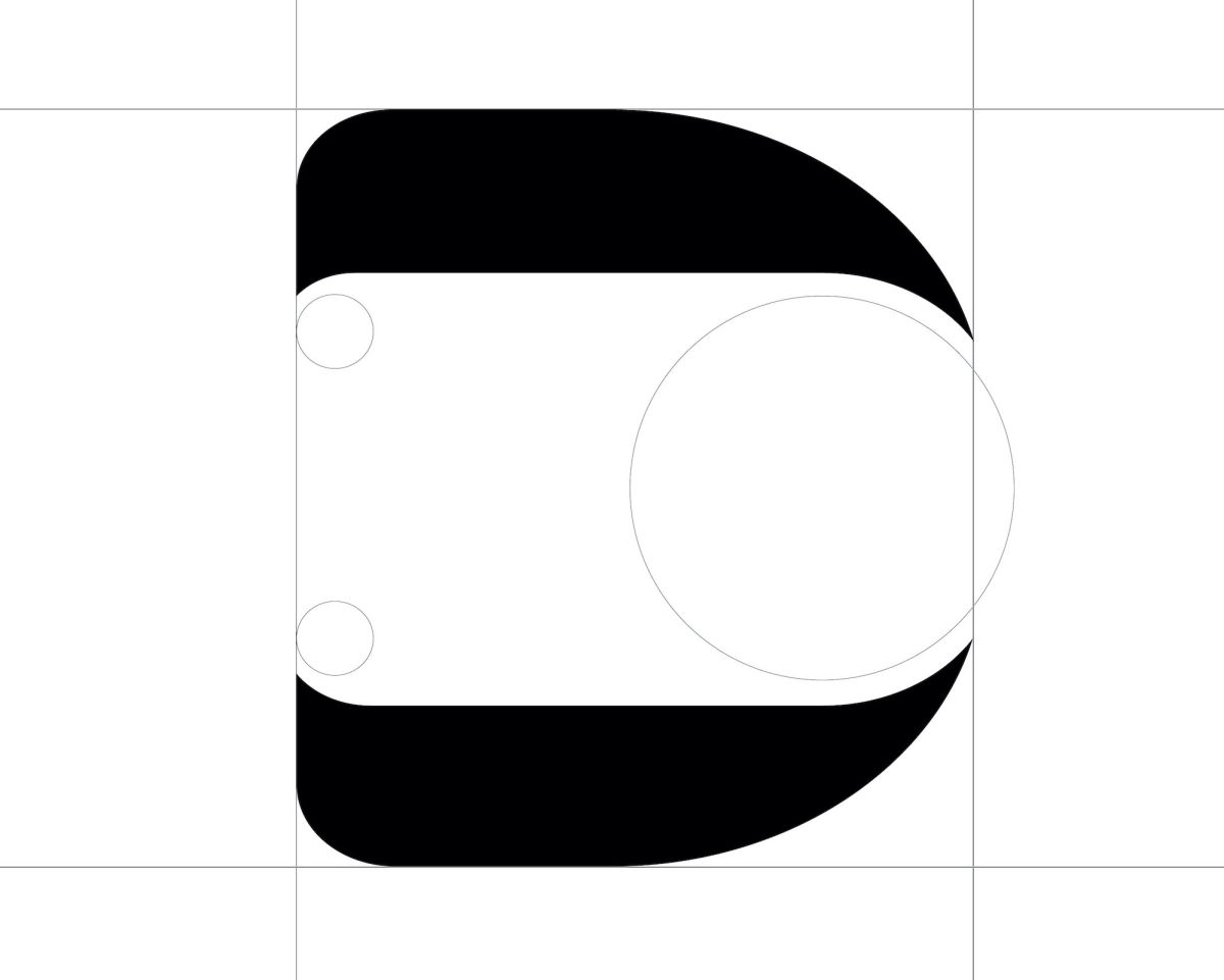 Letter 'D' technical drawing