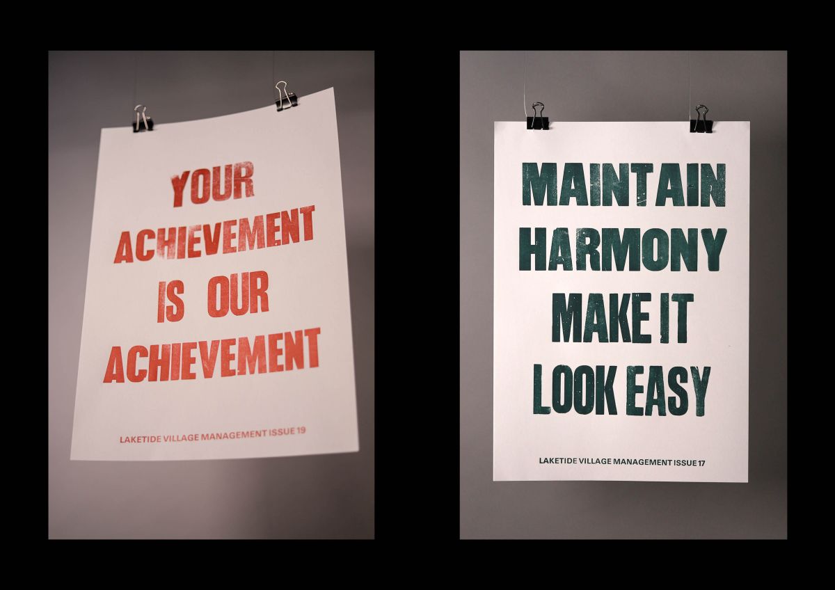 The nostalgia of the wood type versus the aggressive tone creates a push and pull, just like in propaganda