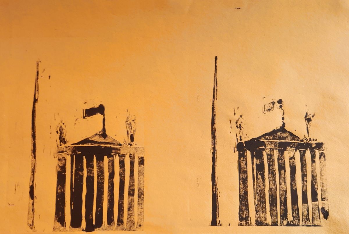 Proclamation. Lino print, ink on sugar paper, 58 x 42cm