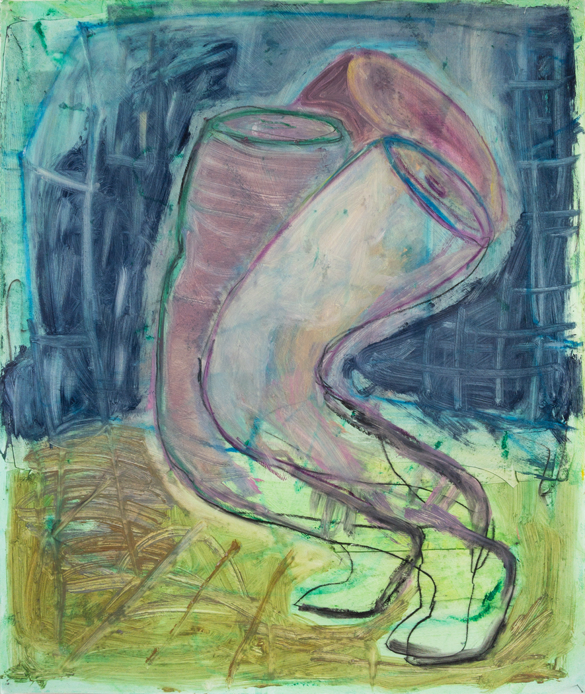 Peglegs. Oil and oil pastel on paper, 70 x 83cm