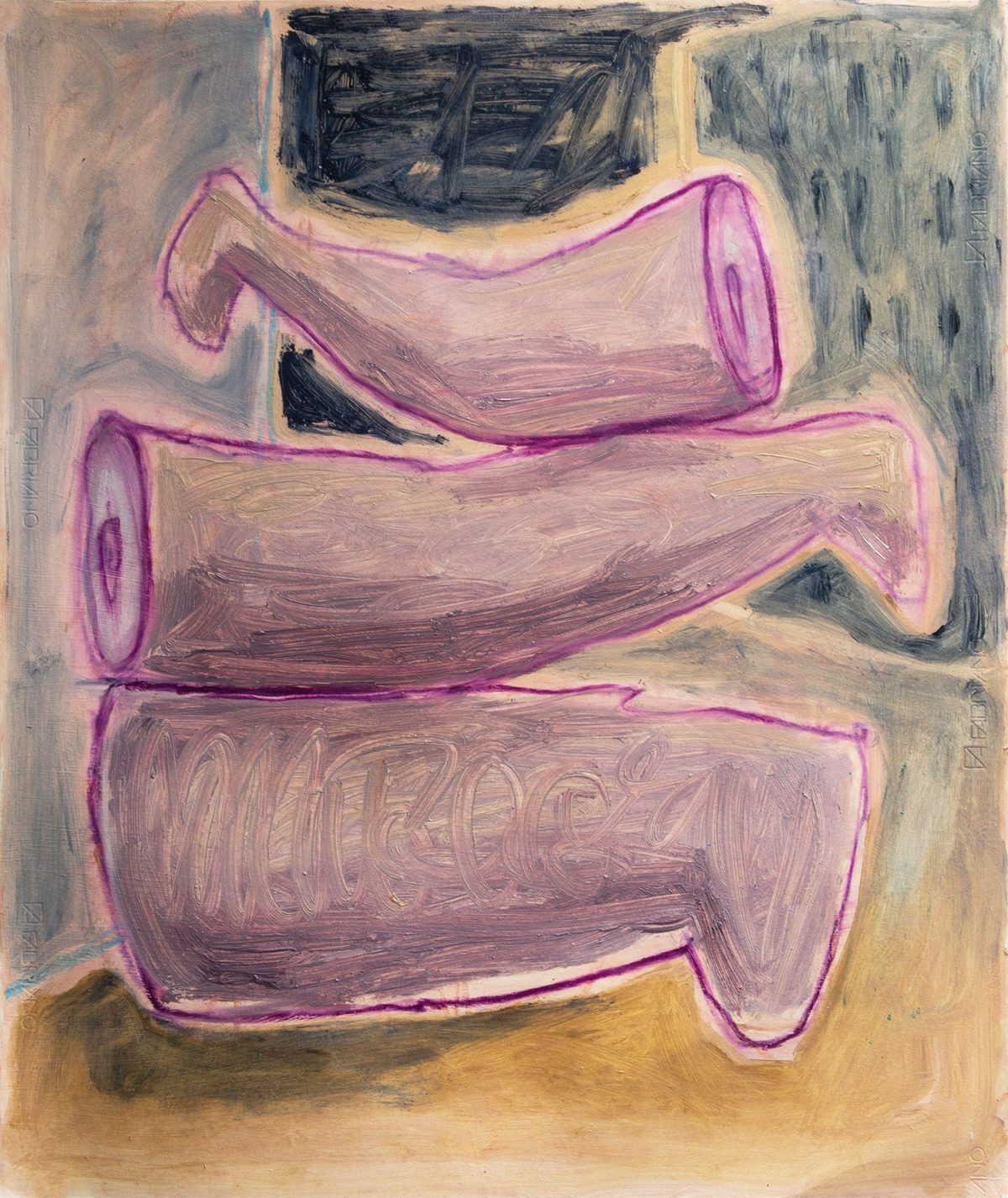 Balanced. Oil and oil pastel on paper, 70 x 83cm